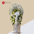 White Cascade – White Funeral Flower Stand - Elvy's Floral Design