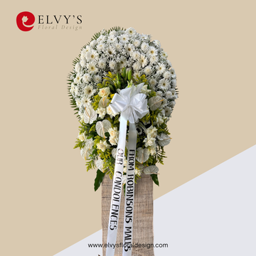 White Cascade – White Funeral Flower Stand