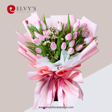 Love Spell – 24 Pink Holland Tulip Bouquet - Elvy's Floral Design
