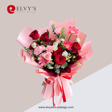 Scarlet Note – Red Rose & Pink Gerbera Bouquet