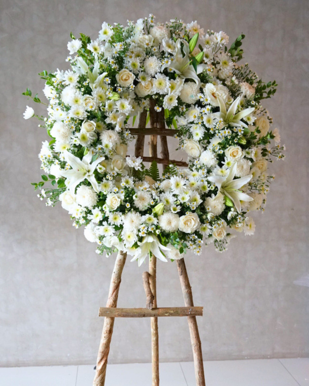 Solemn Tribute – Sympathy Wreath Standee - Elvy's Floral Design