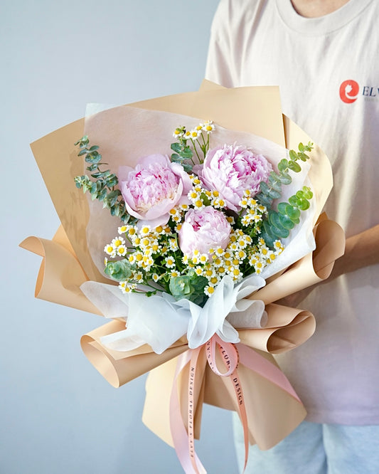 Peony Sunday – 3 Pink Peony Bouquet