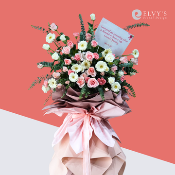 Blush Bloom – Pink & Cream Grand Opening Flower Stand
