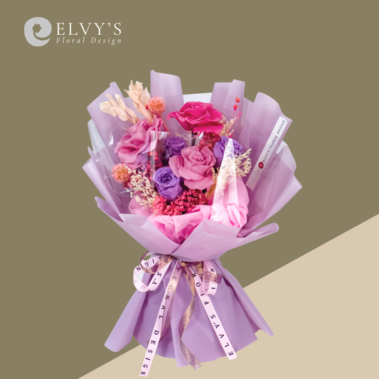 Fairy Dust – Preserved Rose & Scabiosa Bouquet - Elvy's Floral Design