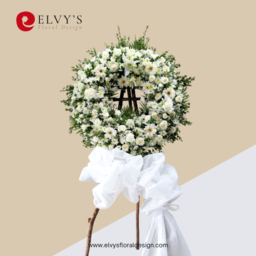 White Laurel – Classic White Funeral Wreath