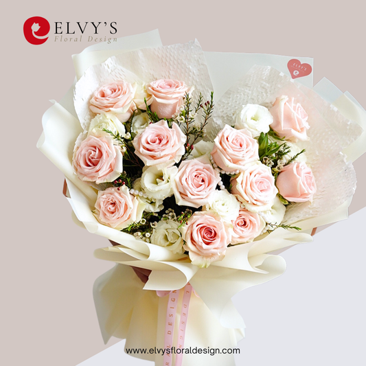 Sweet Romance – Ecuadorian Rose & Pearl Bouquet - Elvy's Floral Design
