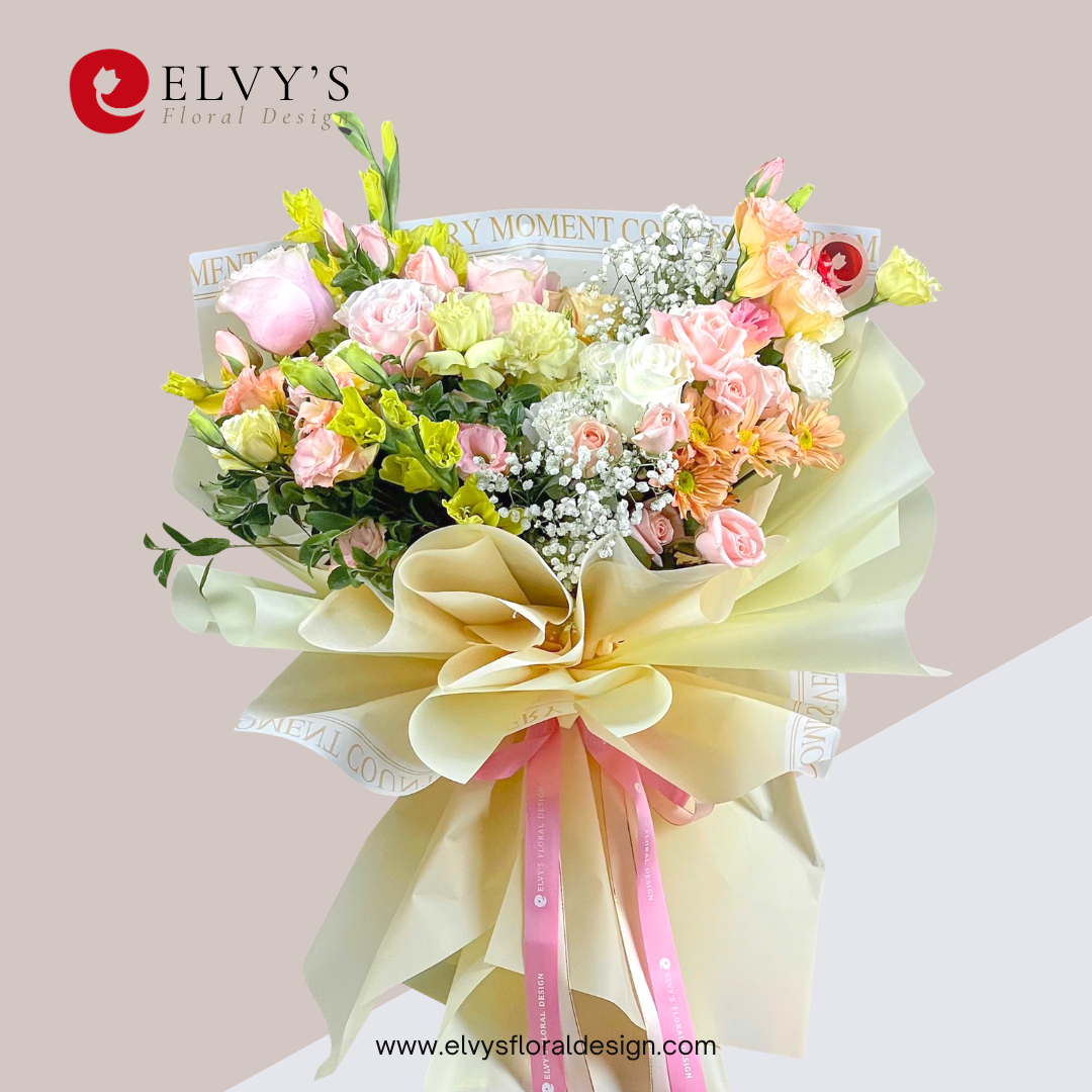 Lemon Twist – Signature Rose & Lisianthus Bouquet - Elvy's Floral Design