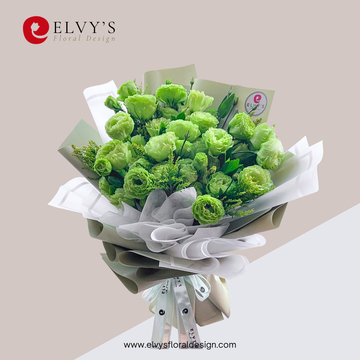 Vintage Green – Green Lisianthus Bouquet - Elvy's Floral Design