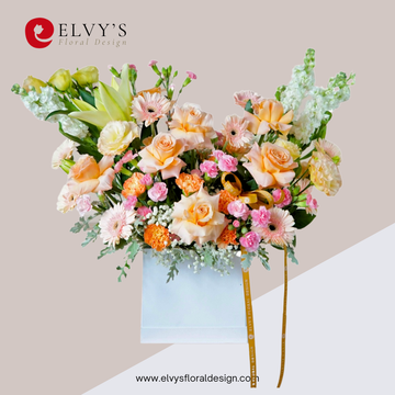 Sonata – Peach Rose & Lily Tribute Basket