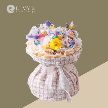 One of a Kind – Preserved Rose & Wooden Flower Bouquet - Elvy's Floral Design