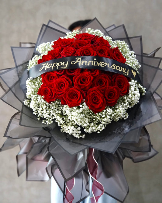 Black Tie Red – 24 Red Rose Bouquet