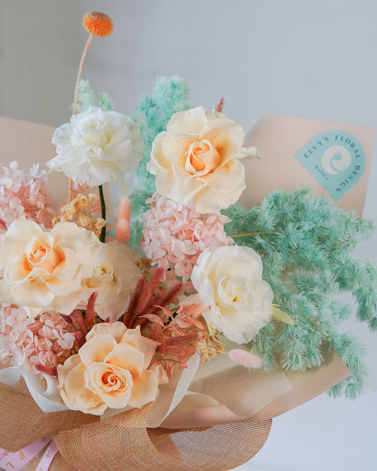 Bale of Hay – Preserved Rose & Amaranthus Bouquet - Elvy's Floral Design