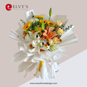 Vivetta Spring – Premium Lily & Sunflower Bouquet - Elvy's Floral Design