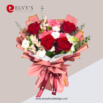 Hot Ember – Rose, Eustoma & Gerbera Bouquet