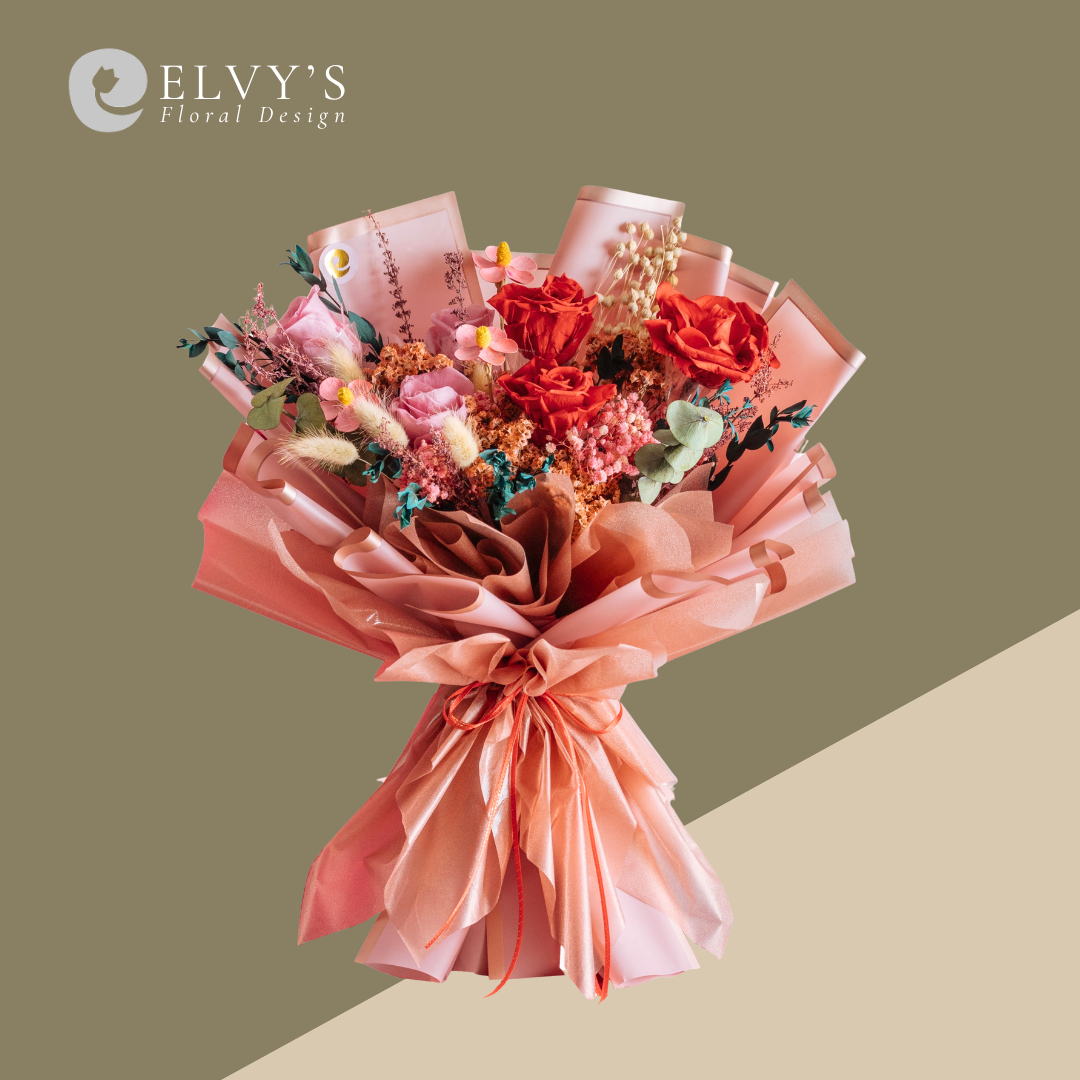 Rossa Corsa – Red Preserved Flower Bouquet - Elvy's Floral Design