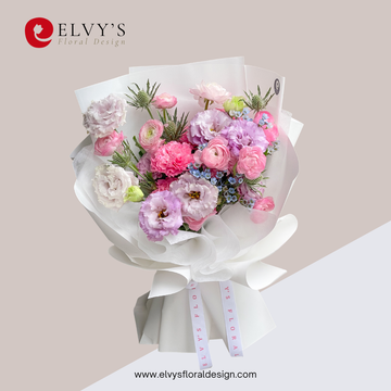Cheerful Pink – Ranunculus & Lisianthus Bouquet - Elvy's Floral Design
