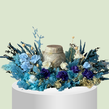 Blue Remembrance – Dried Flower Urn Arrangement