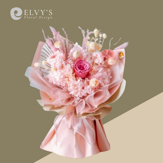 Candies Be Love – Hot Pink Preserved Rose Bouquet - Elvy's Floral Design