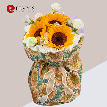 Sun Porch – Sunflower, Carnation & Lisianthus Bouquet