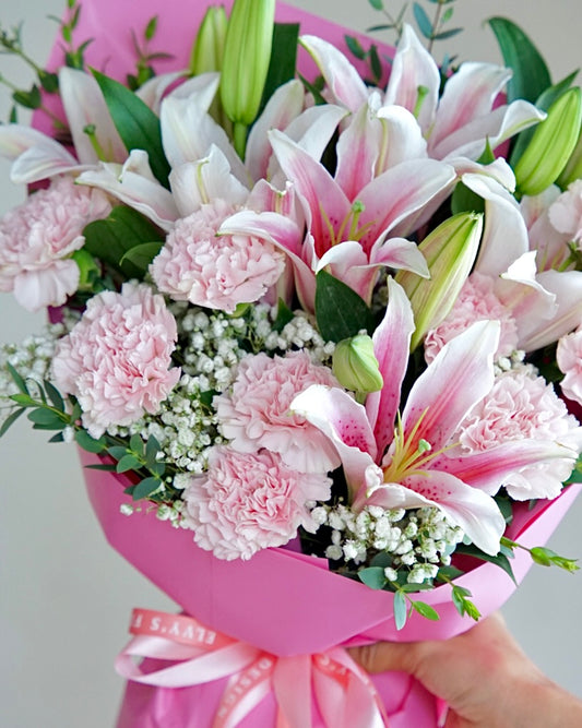 Pink Stargaze – Stargazer Lily & Carnation Bouquet
