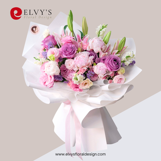 Glamis Castle – Peony & Stargazer Signature Bouquet - Elvy's Floral Design