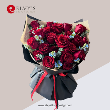 Midnight Rouge – 24 Ecuadorian Red Rose Bouquet