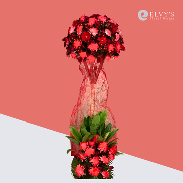 Inaugural Splendor – Red Two-Layer Grand Opening Flower Stand