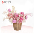 Dried Flowers in Hand Wooden Basket | Elvy's Floral Design