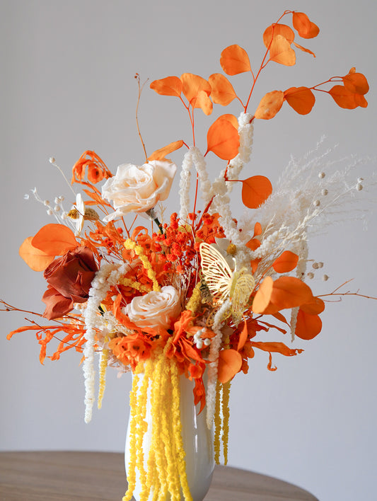 Chilean Flame – Preserved Rose & Amaranthus Vase Arrangement