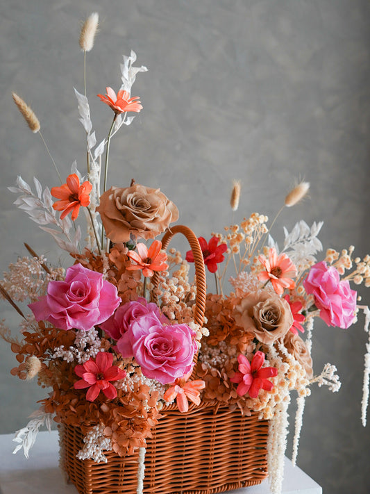 Dusk Blossom – Preserved Rose & Amaranthus Basket