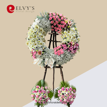 Rosewater Remembrance – Pink Lily & Carnation  Funeral Wreath