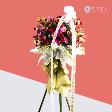Best Wishes – 6ft Grand Opening Flower Stand - Elvy's Floral Design