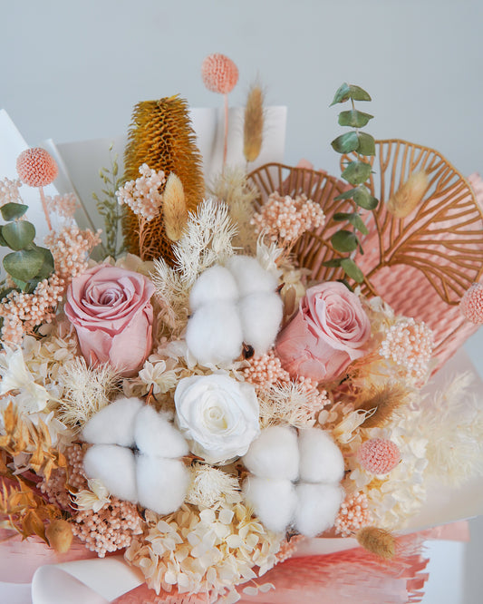 Soft Kiss – Preserved Rose & Hydrangea Bouquet - Elvy's Floral Design