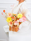 Flower in Hand Wooden Basket | Elvy's Floral Design