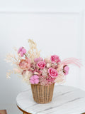 Dried Flowers in Hand Wooden Basket | Elvy's Floral Design