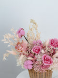 Dried Flowers in Hand Wooden Basket | Elvy's Floral Design