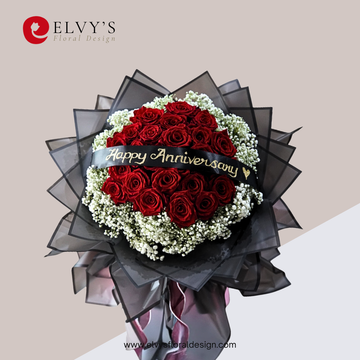 Black Tie Red – 24 Red Rose Bouquet