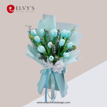Blue Current – 12 Aqua Tulip Bouquet