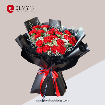Cardinal Red – 20 Red Carnation Bouquet