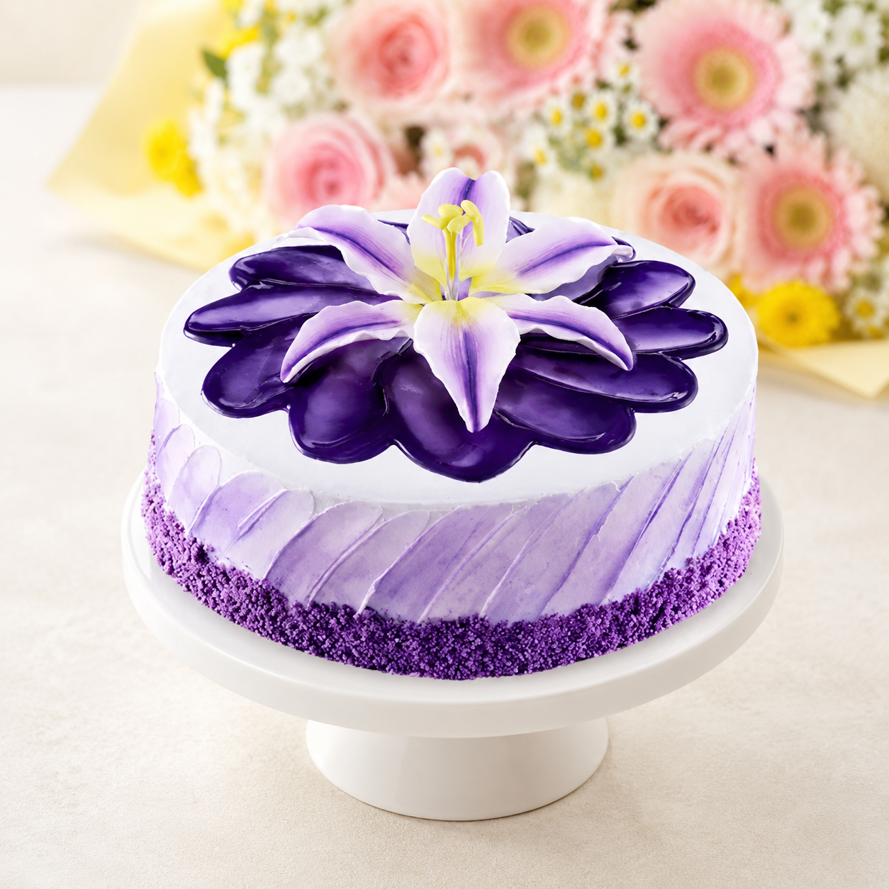 Ube Bloom Cake - Elvy's Floral Design