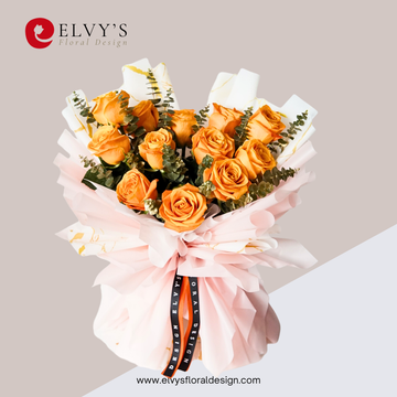 Clementine Dozen – 12 Orange Rose Bouquet
