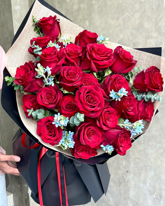 Midnight Rouge – 24 Ecuadorian Red Rose Bouquet