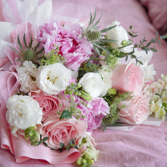 Mary Rose – Peony & Eustoma Signature Bouquet - Elvy's Floral Design