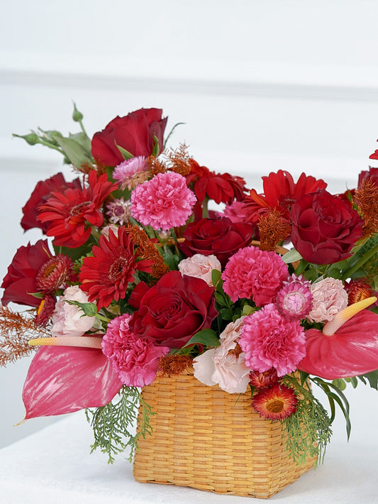 Sugarcoated – Red Rose, Carnation & Daisy Gift Basket - Elvy's Floral Design