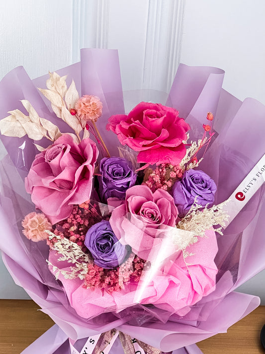 Fairy Dust – Preserved Rose & Scabiosa Bouquet - Elvy's Floral Design