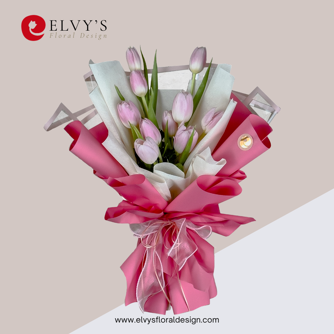 Smooth Shimmer – Pink Holland Tulip Bouquet - Elvy's Floral Design