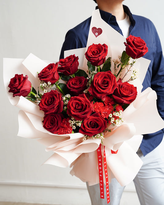 Astrid – Dozen Ecuadorian Rose Bouquet - Elvy's Floral Design