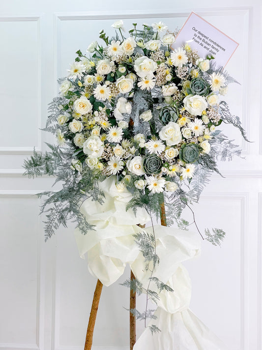 Sorrow's Soft Embrace – 5.5ft Gerbera & Rose Sympathy Standee