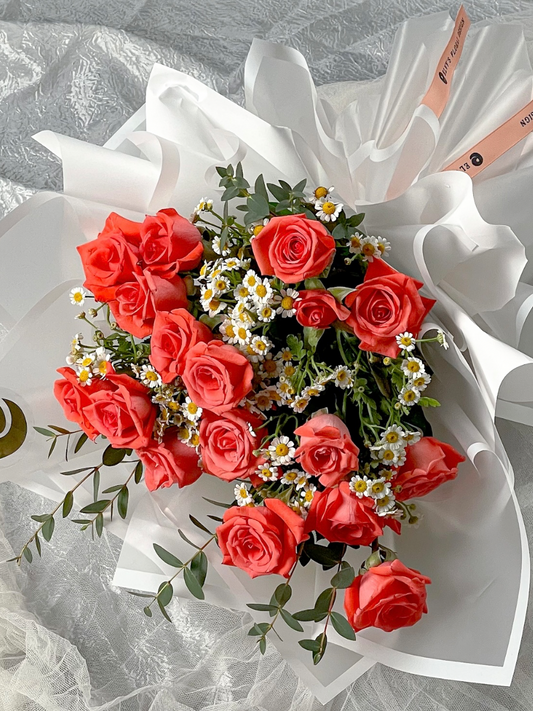 Pretty Persimmon – Pomelo Orange Rose Bouquet - Elvy's Floral Design