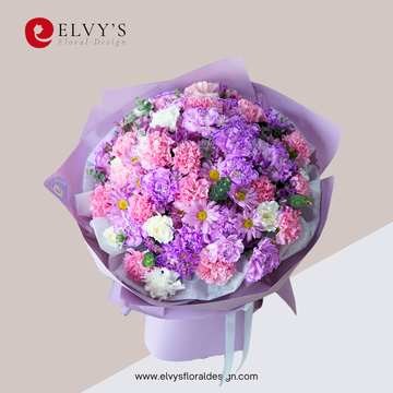 Lilac Confetti – Large Pink & Purple Carnation Bouquet